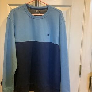 Izod Men's Two-Tone Blue Crewneck Sweatshirt- Large